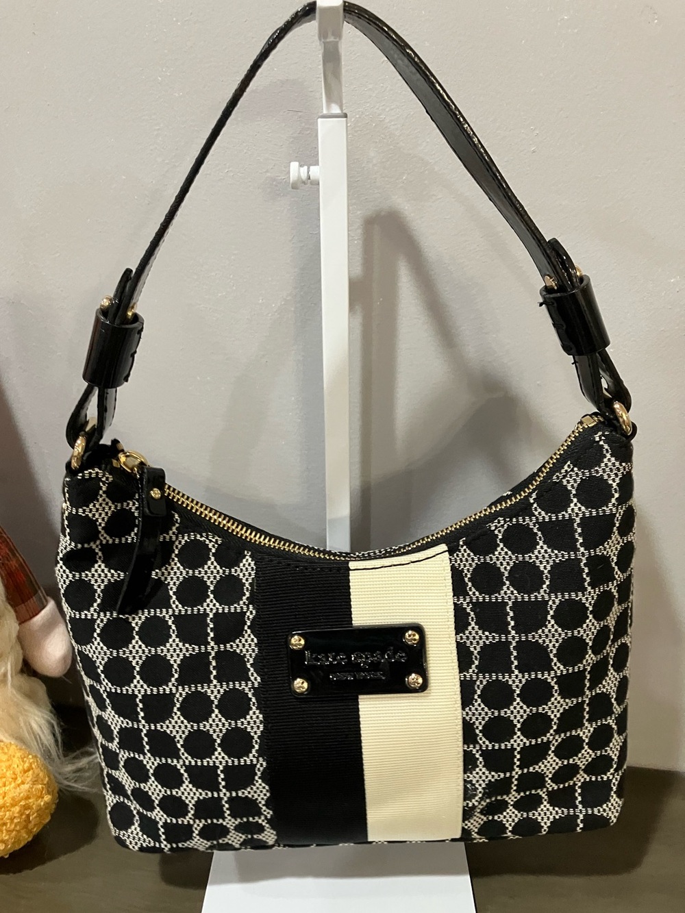 Kate Spade Black & Cream Signature Pattern Shoulder Bag